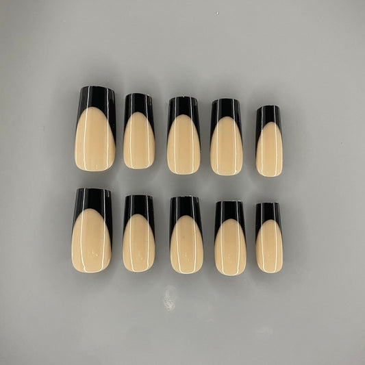 Black French Tip Square Nail Set