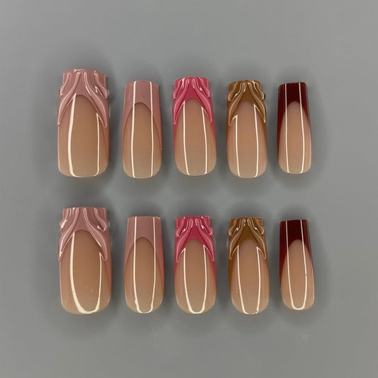 Pink and Brown Hues Square Nail Set